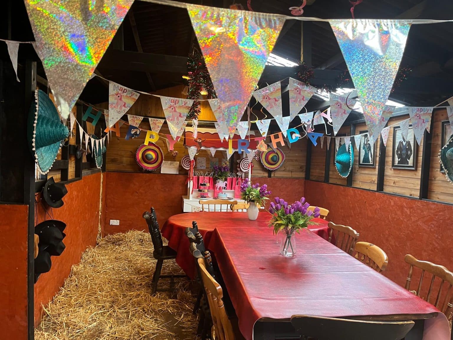 Children enjoying a pony party at Little Trotters Farm